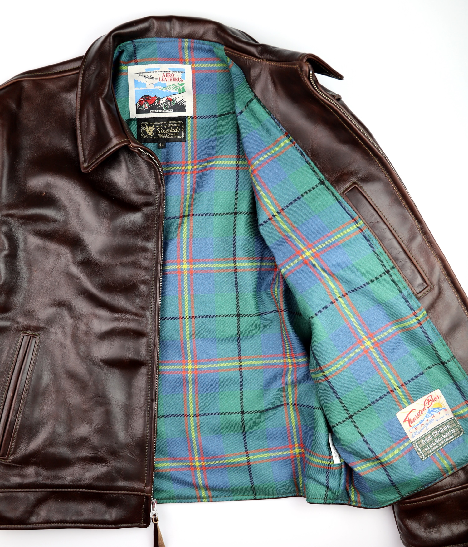 Aero Highwayman Brown CXL Steerhide BK2 Carmichael Ancient tartan lining.jpg