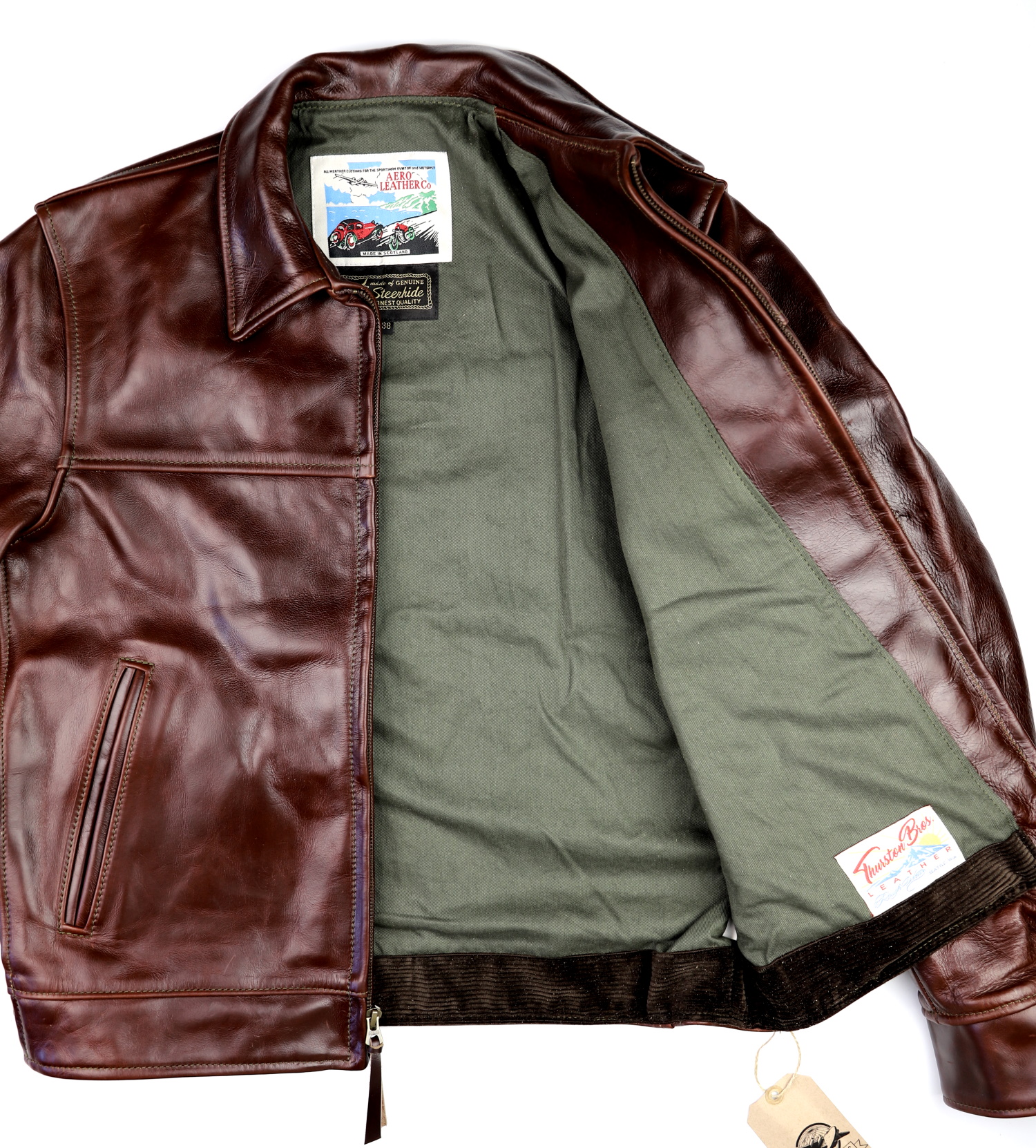 Aero Highwayman Brown CXL Steerhide KW9 olive cotton drill lining.jpg