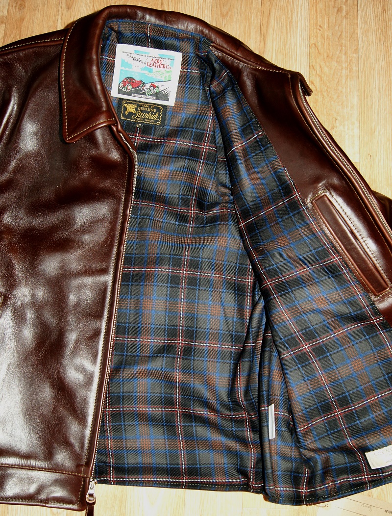 Aero Highwayman Brown Steerhide 42 91 Capercaillie tartan lining smaller.jpg