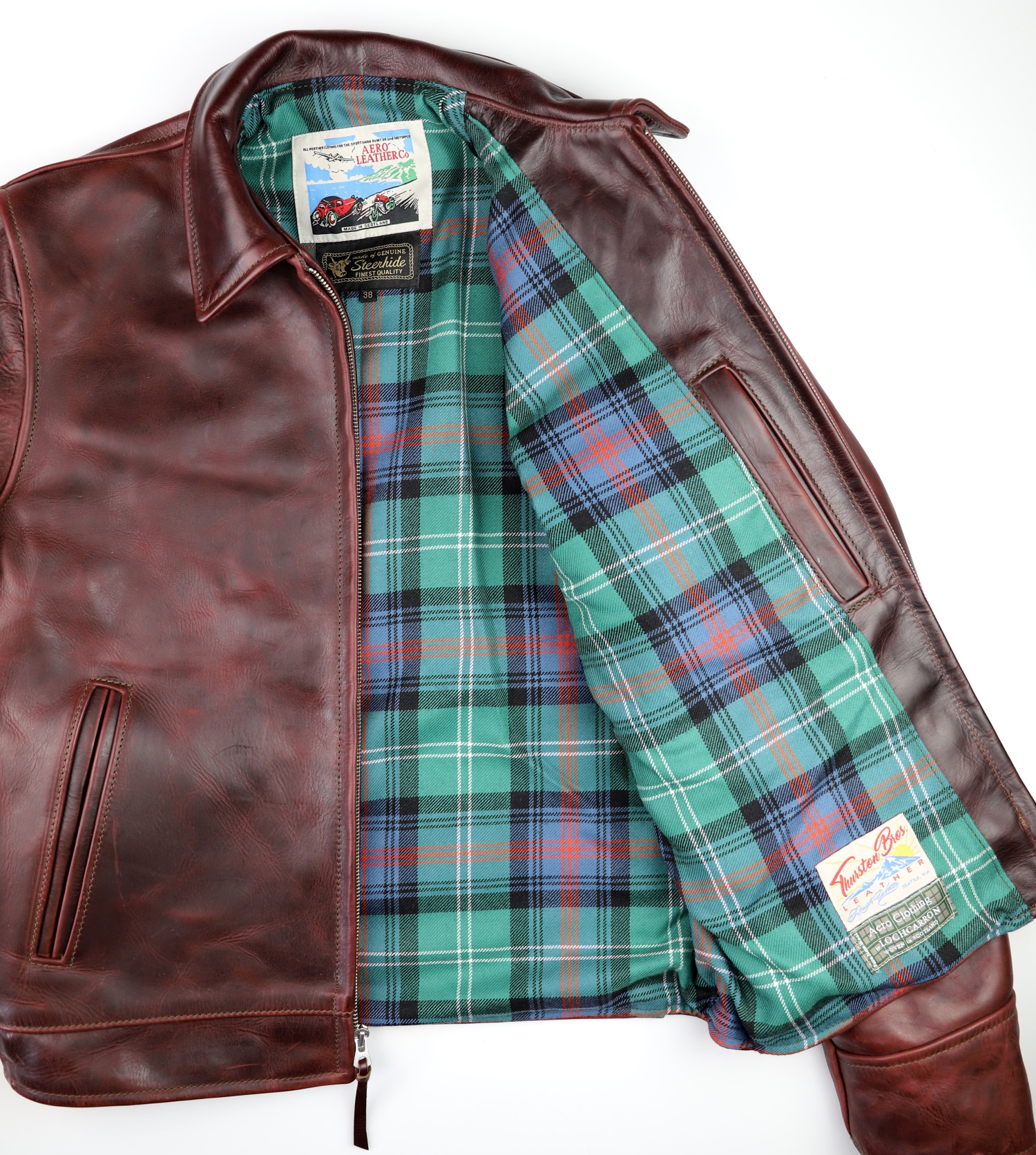 Aero Highwayman Cordovan CXL Steerhide UV2 Sutherland Old Ancient tartan lining.jpg