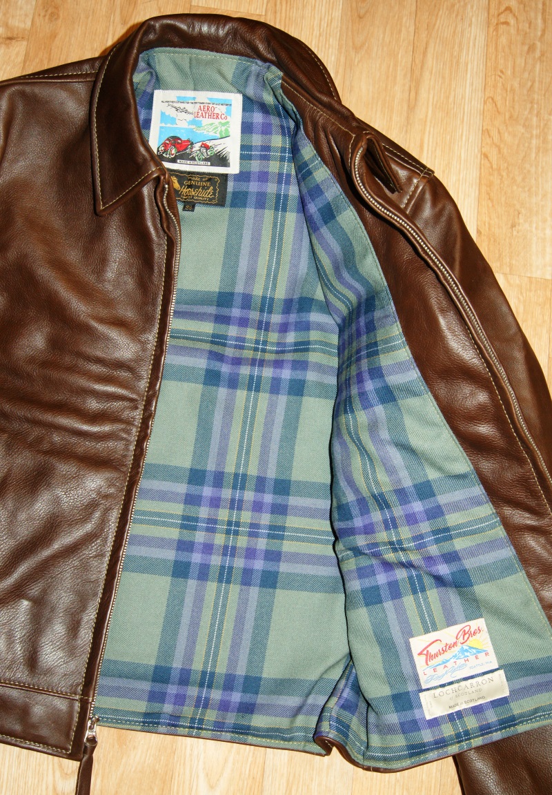 Aero Highwayman Seal Vicenza Horsehide BT76 Heather Isle medium weight tartan lining.jpg