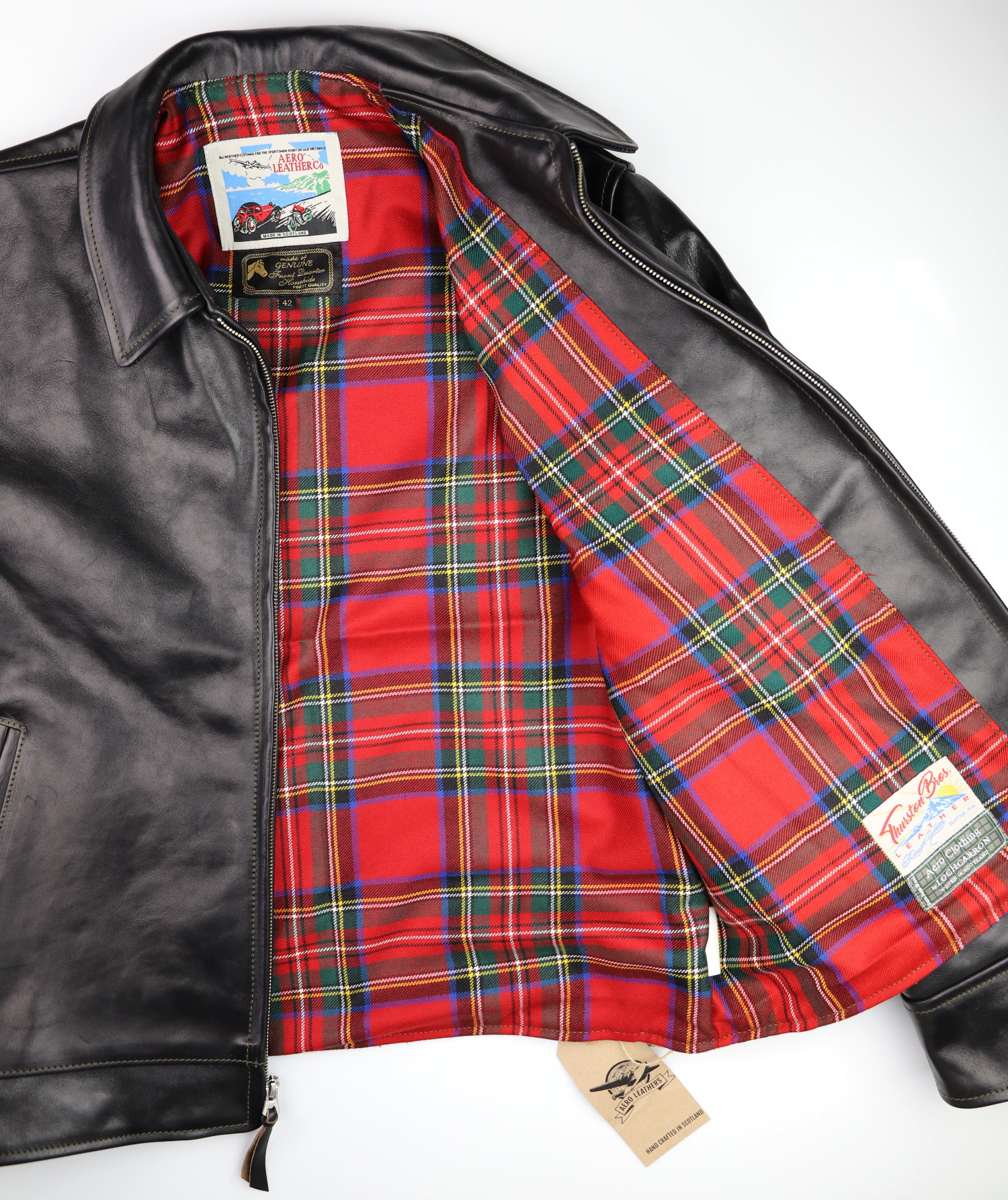 Aero Highwayman Tumbled Black CXL FQHH JF3 Royal Stewart tartan lining.jpg