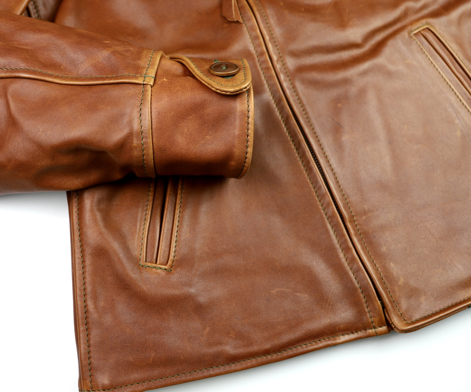 Aero Hooch Hauler Cognac Pinnacle Horsehide button cuff.jpg