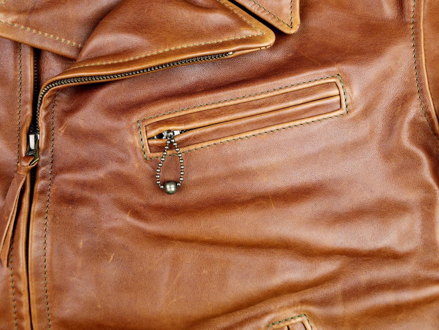 Aero Hooch Hauler Cognac Pinnacle Horsehide chest pocket.jpg