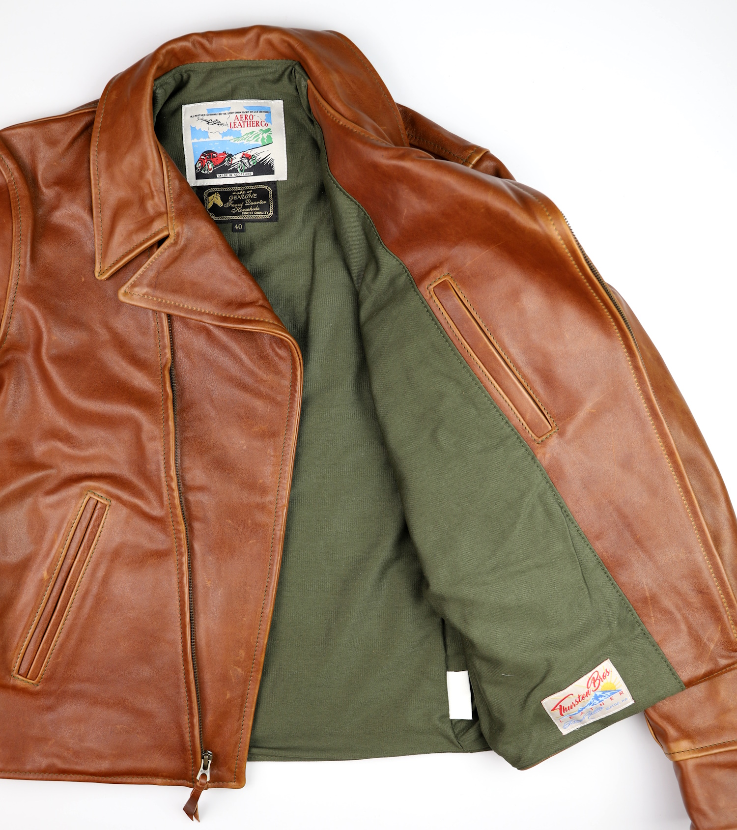 Aero Hooch Hauler Cognac Pinnacle Horsehide olive cotton drill lining.jpg