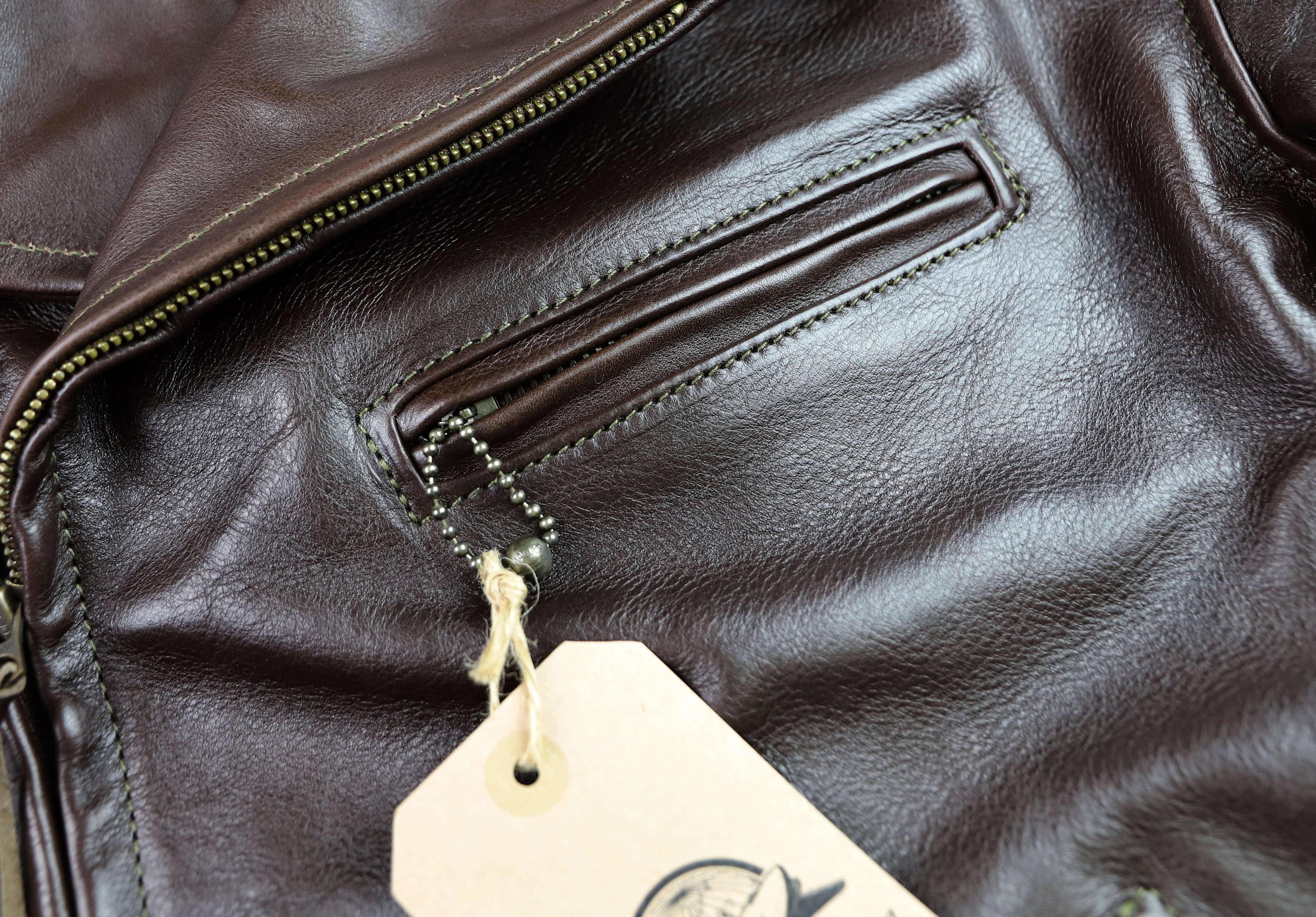 Aero Hooch Hauler Dark Seal Vicenza Horsehide ALW1 chest pocket.jpg