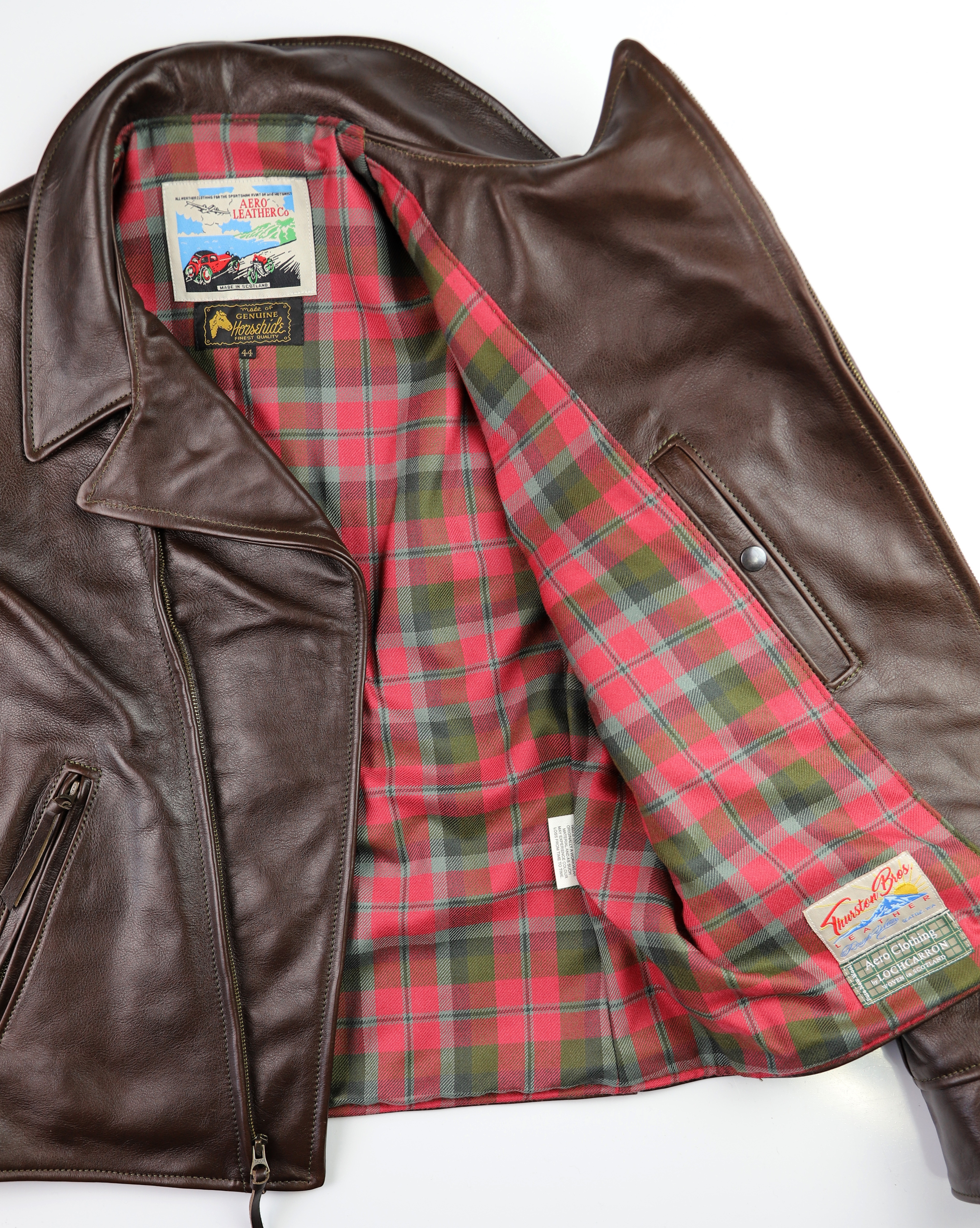 Aero Hooch Hauler Dark Seal Vicenza Horsehide ALW1 McNaughton Weathered tartan lining.jpg