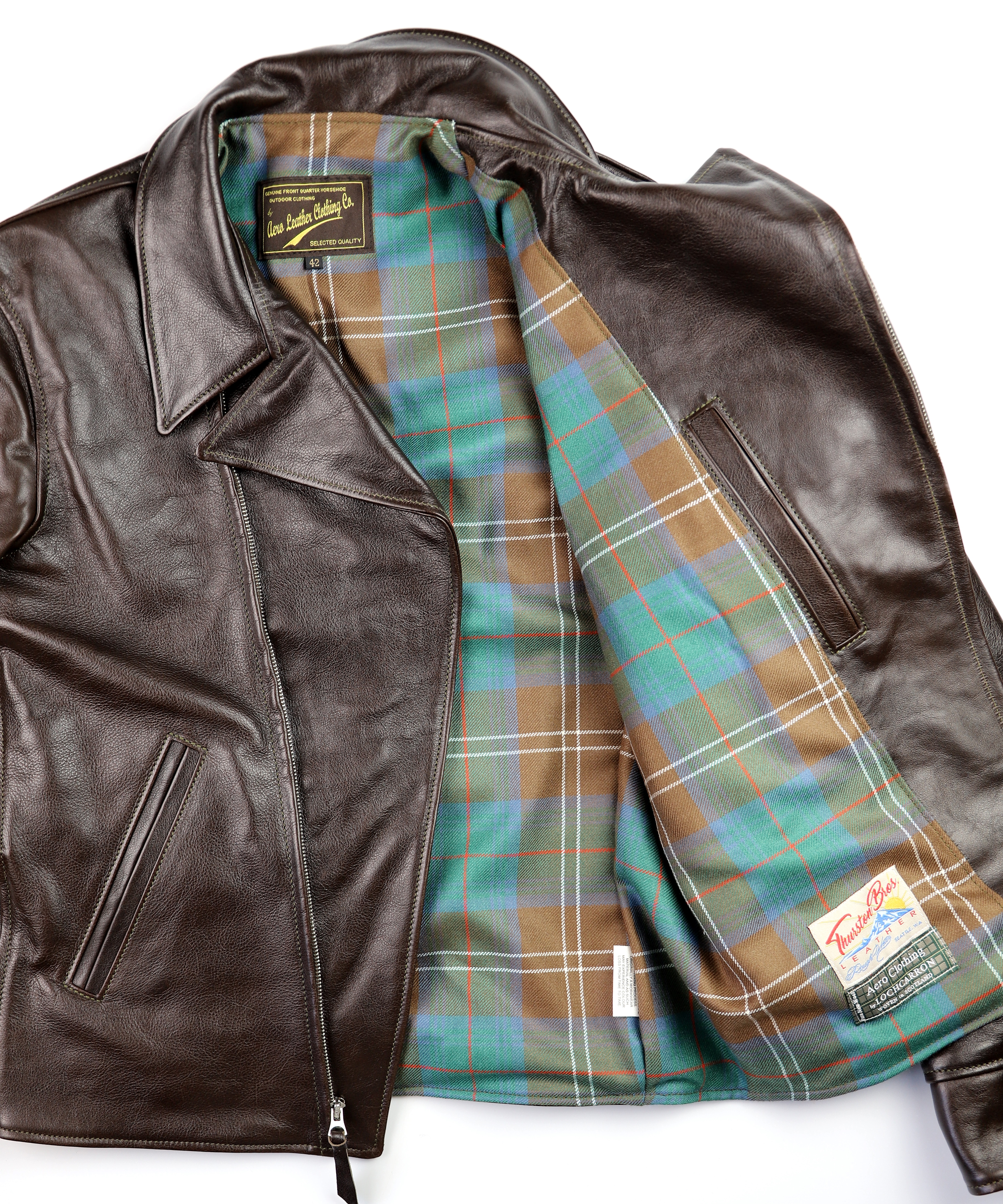 Aero Hooch Hauler Dark Seal Vicenza Horsehide WUC5 Chisholm Hunting Ancient tartan lining.jpg