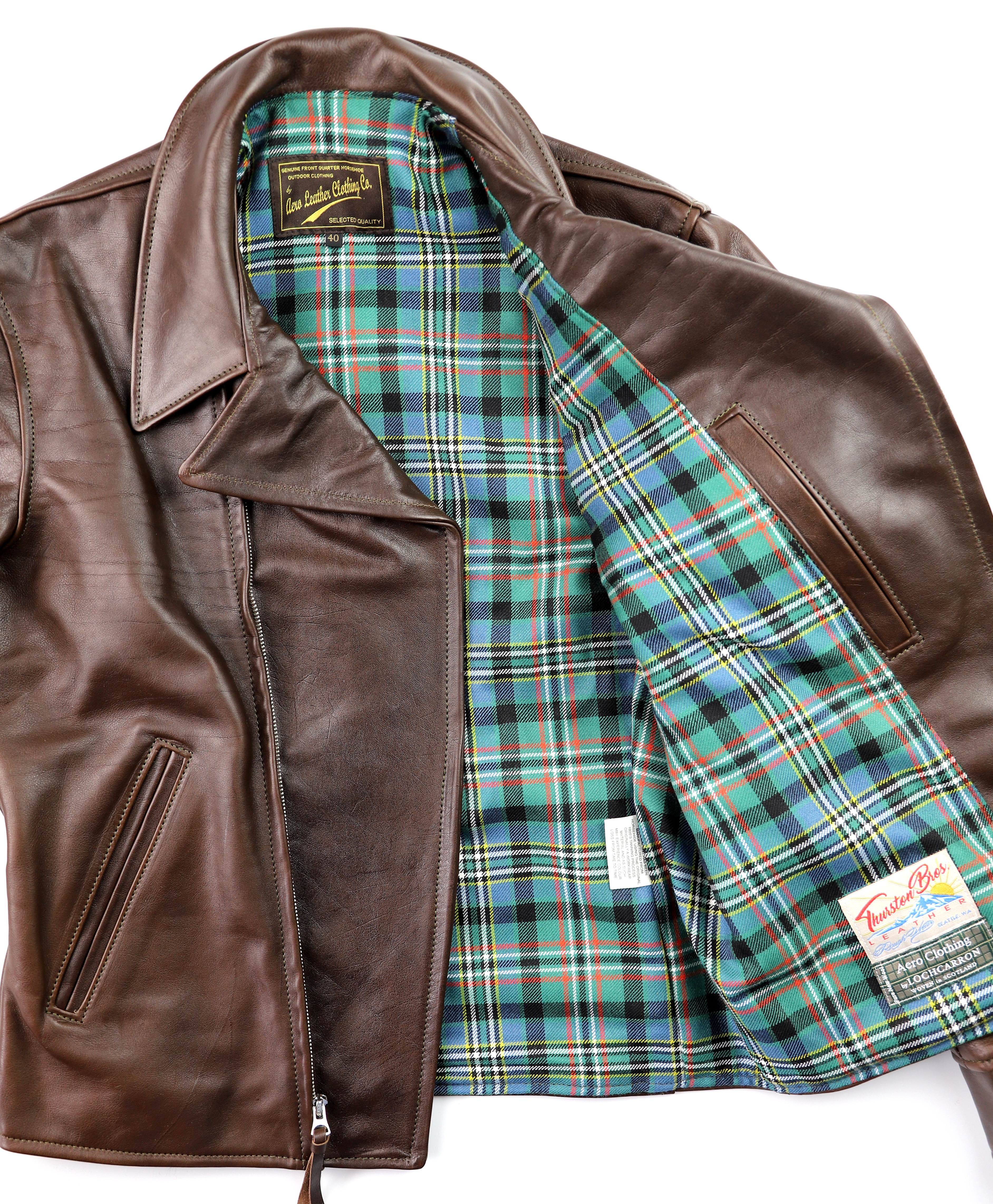 Aero Hooch Hauler Seal Vicenza Horsehide 3GS Scott Green Ancient tartan lining.jpg