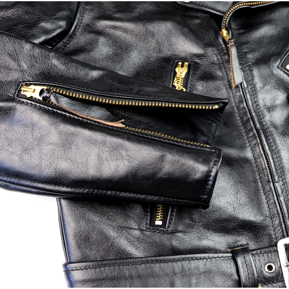 Aero Indian Ranger Black Vicenza Horsehide GA2 sleeve zipper.jpg