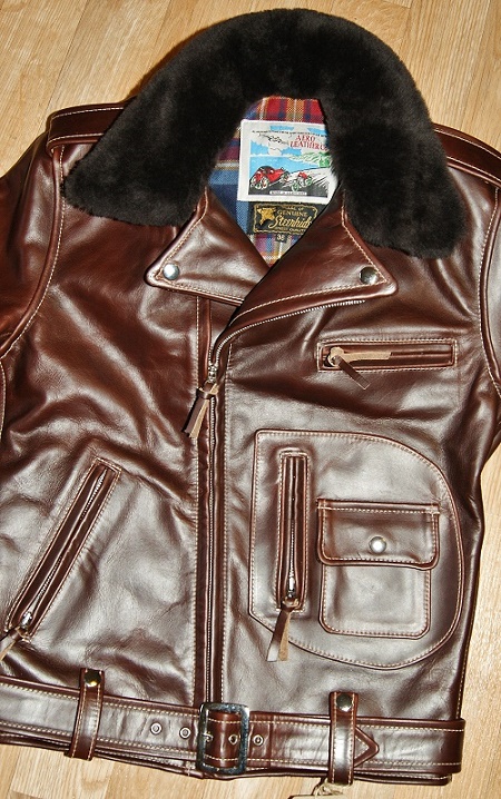 Aero J106 Brown CXL Steerhide front fur collar.jpg