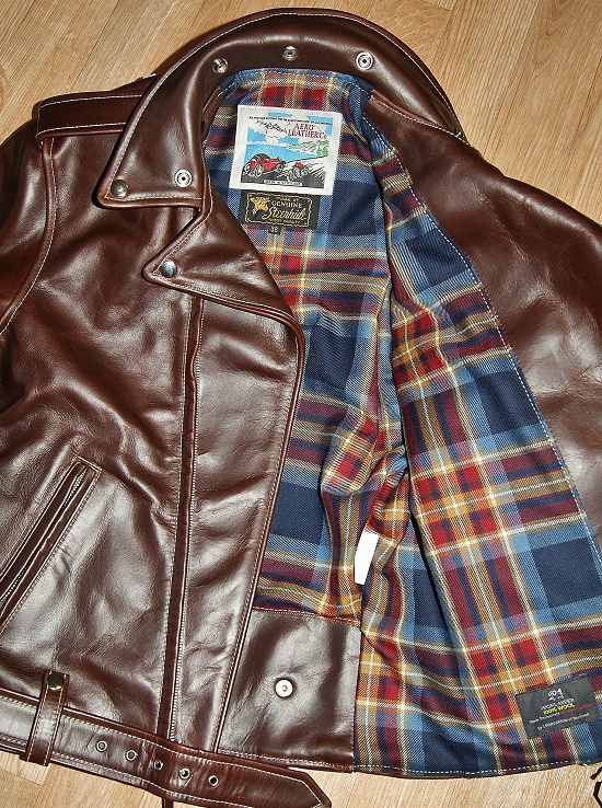 Aero J106 Brown CXL Steerhide Holyrood Golden Jubilee tartan lining.jpg