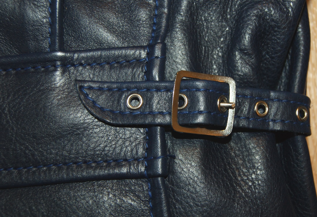 Aero Long Half Belt Blue Vicenza Horsehide size 38 side strap buckle hardware.jpg