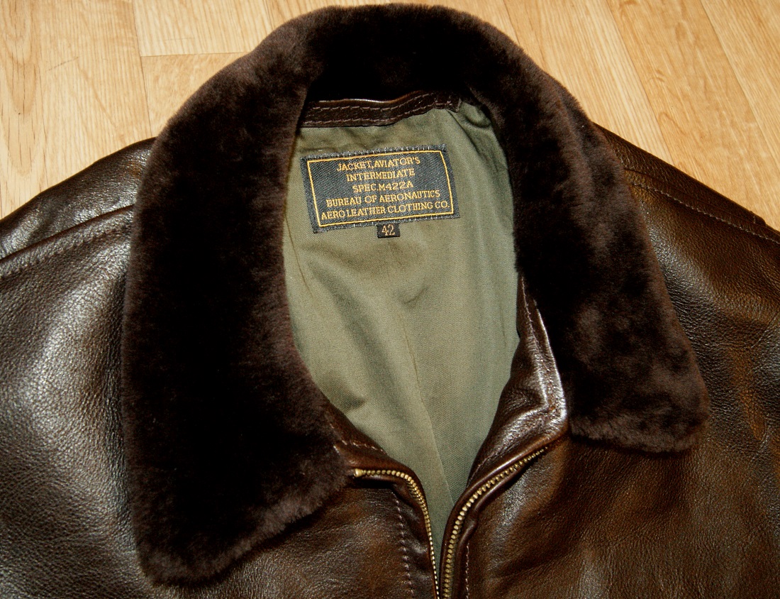 Aero M422a Dark Seal Vicenza Horsehide sz 42 fur collar.jpg