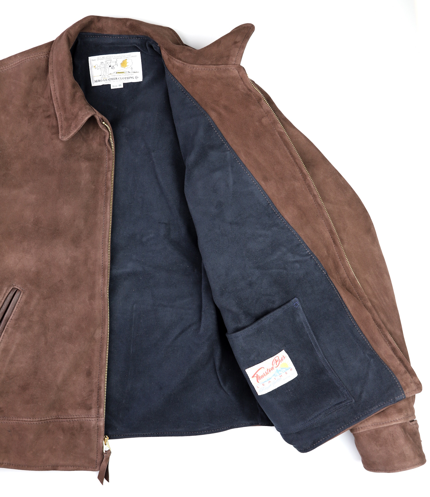 Aero Majestic Chocolate Goat Suede navy moleskin lining.jpg