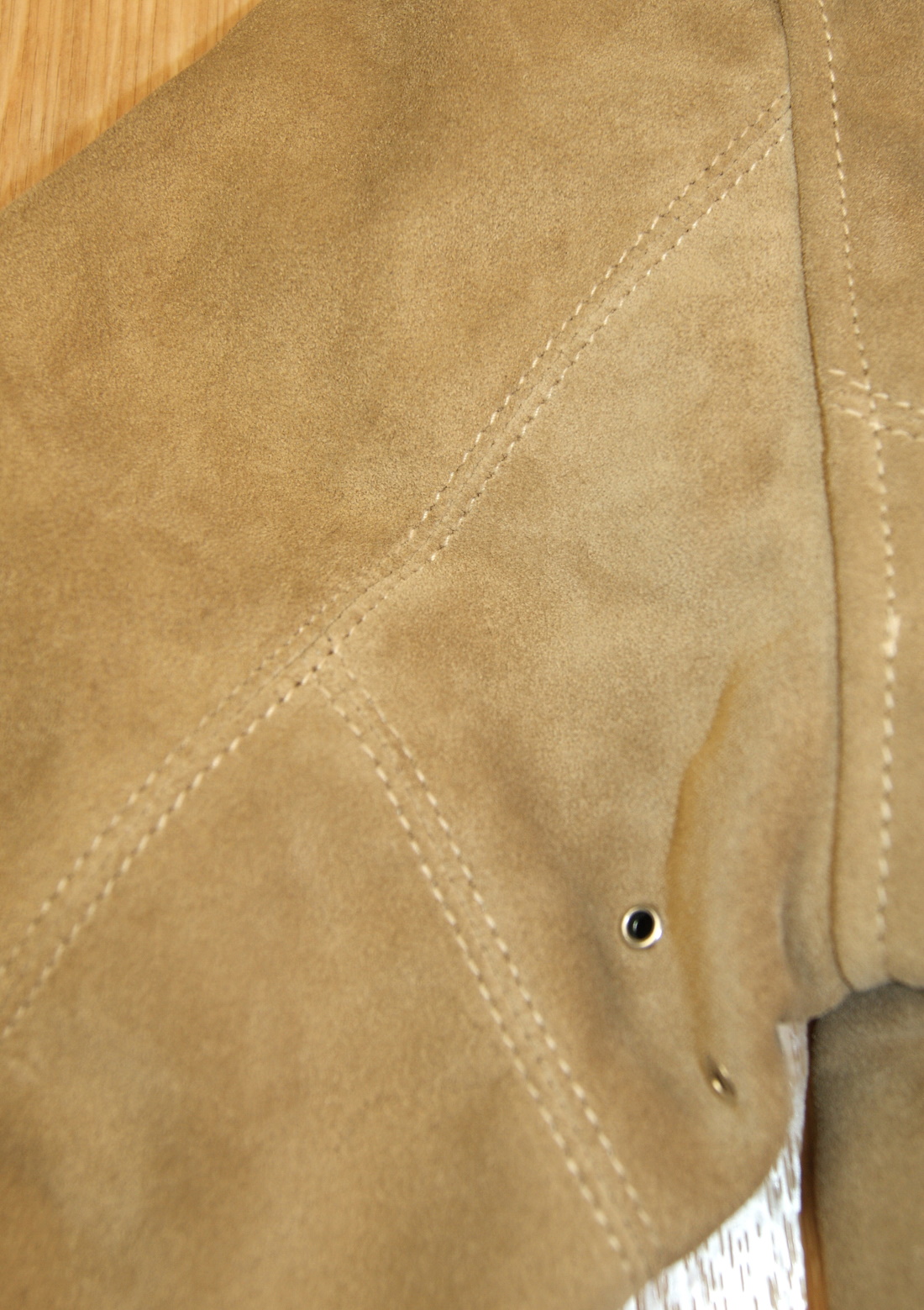 Aero Majestic Light Tan Suede sleeve stitching.jpg