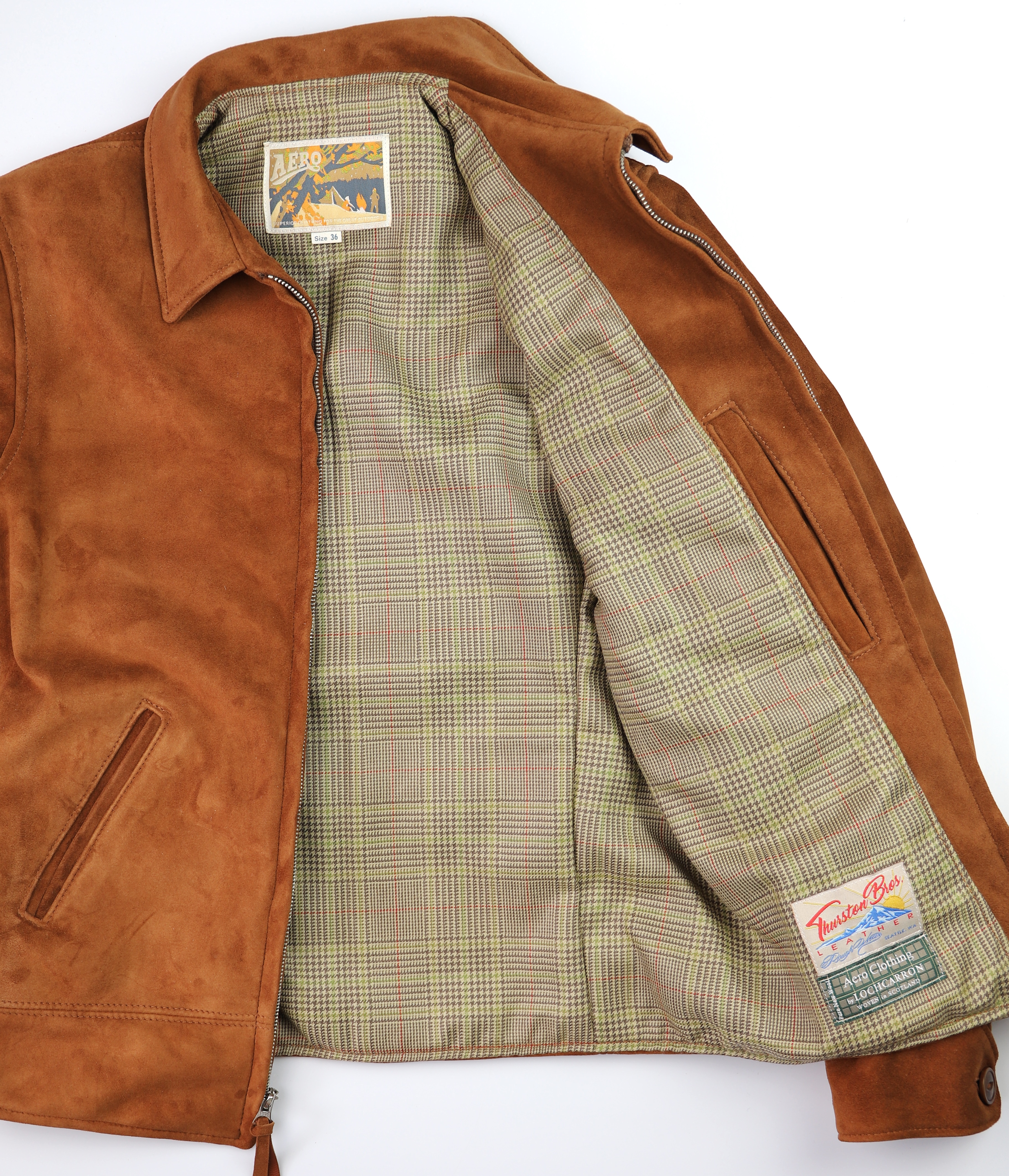 Aero Majestic Rust Suede Goatskin Crail Check Tweed lining.jpg