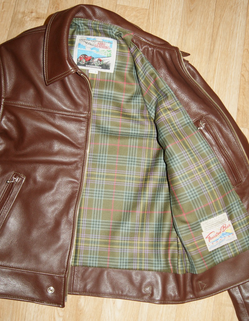 Aero Original 59'er Highwayman Russet Goatskin Kennedy Weathered tartan lining.jpg