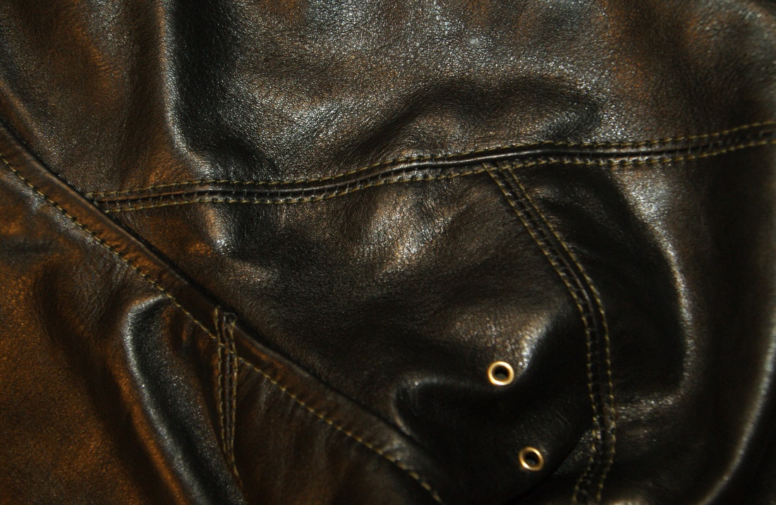 Aero Original Hercules Black Vicenza Horsehide sleeve stitching.jpg