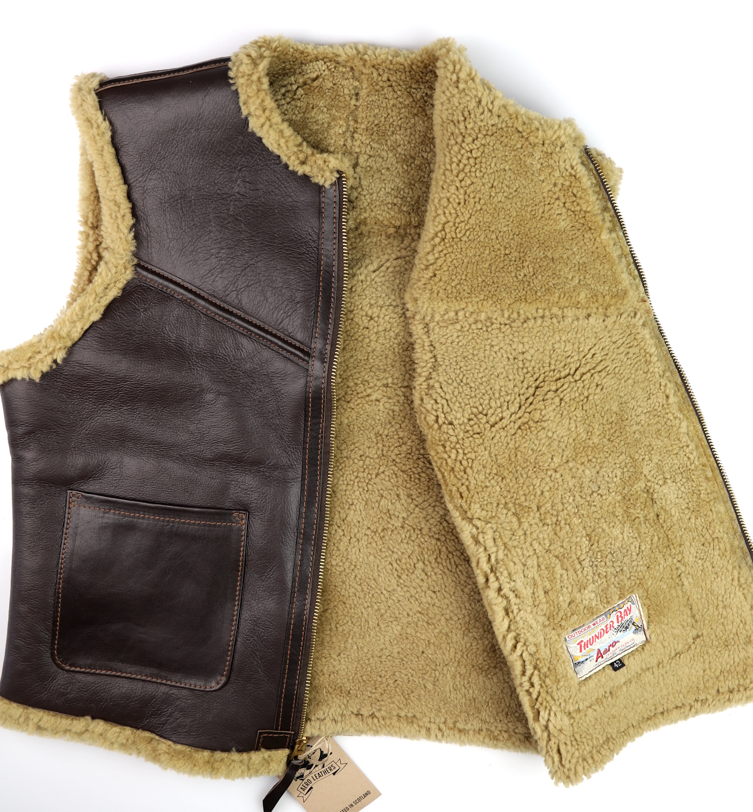 Aero Outlaw Vest RAF shearling open.jpg