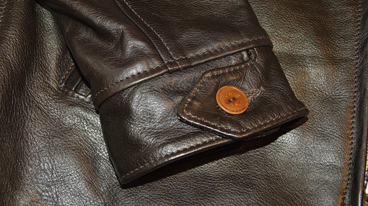 Aero Plainsman Dark Seal Vicenza Horsehide brown Corozo button cuff.jpg