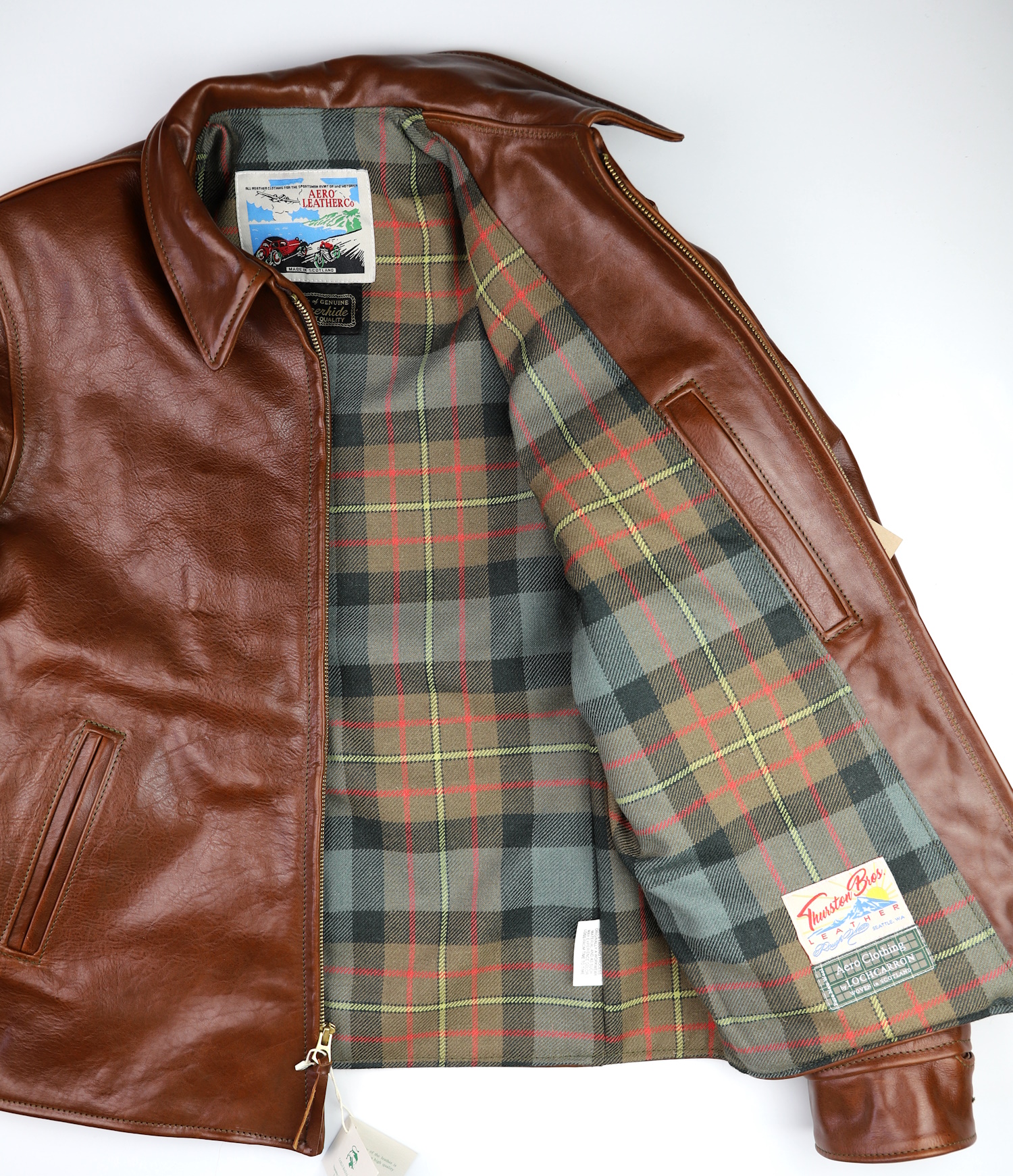 Aero Plainsman Russet Badalassi Cowhide MacLaren Weathered heavyweight tartan lining.jpg