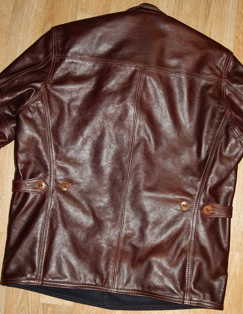 Aero Premier 1920s Work Coat Cordovan Vicenza Horsehide back.jpg