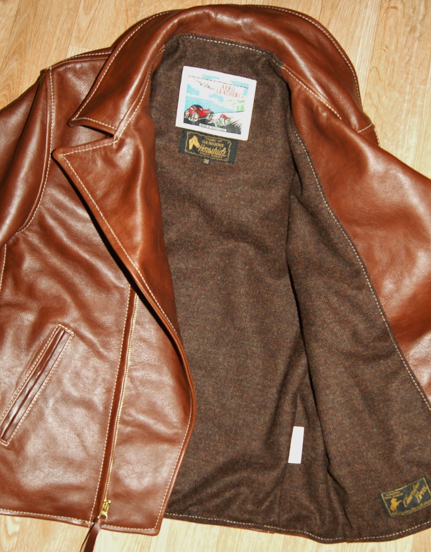 Aero Premier Bootlegger Russet Vicenza Horsehide Brown Herringbone Tweed wool lining.jpg