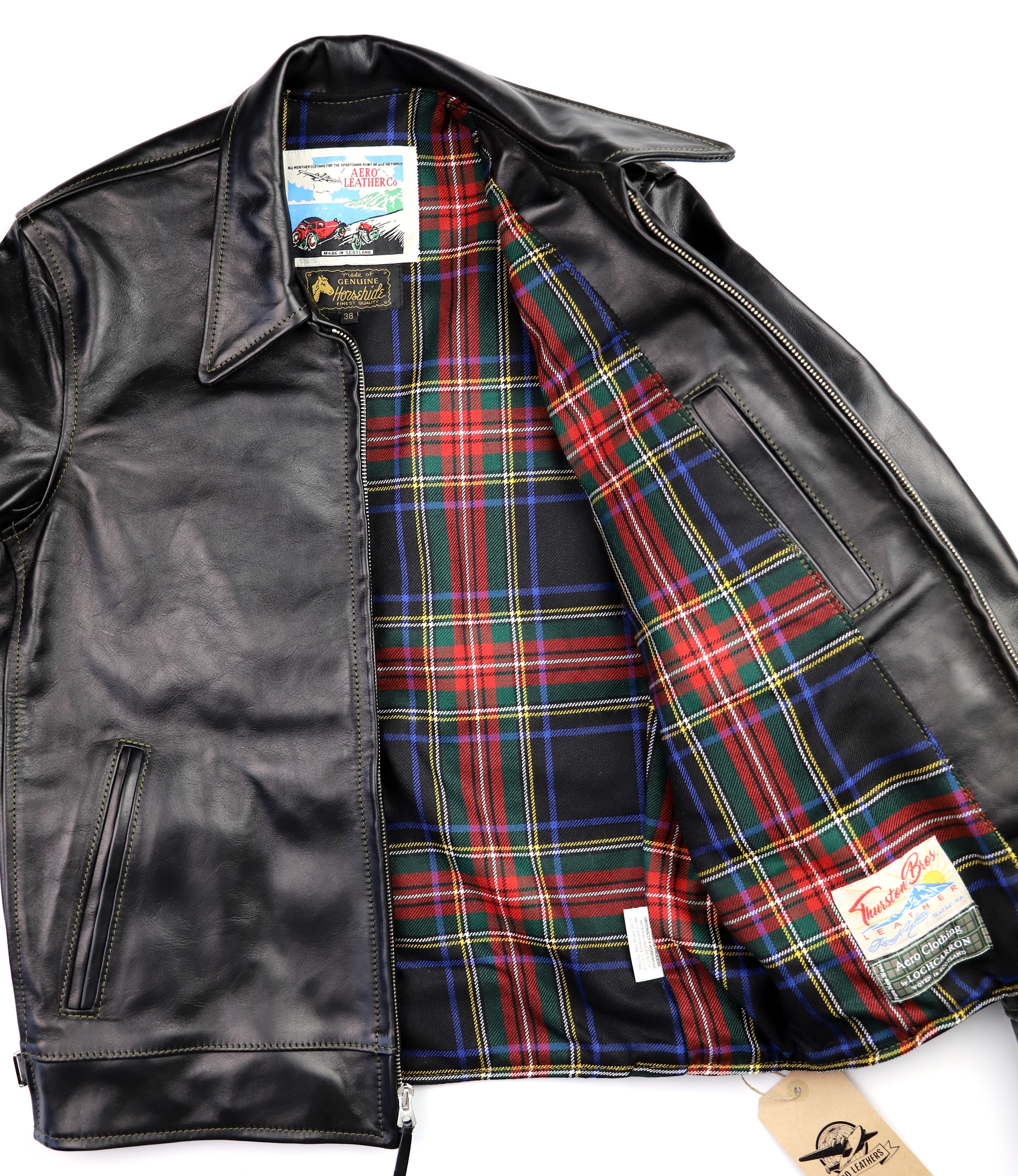 Aero Premier Highwayman Black Vicenza Horsehide BB6H Black Stewart tartan lining.jpg