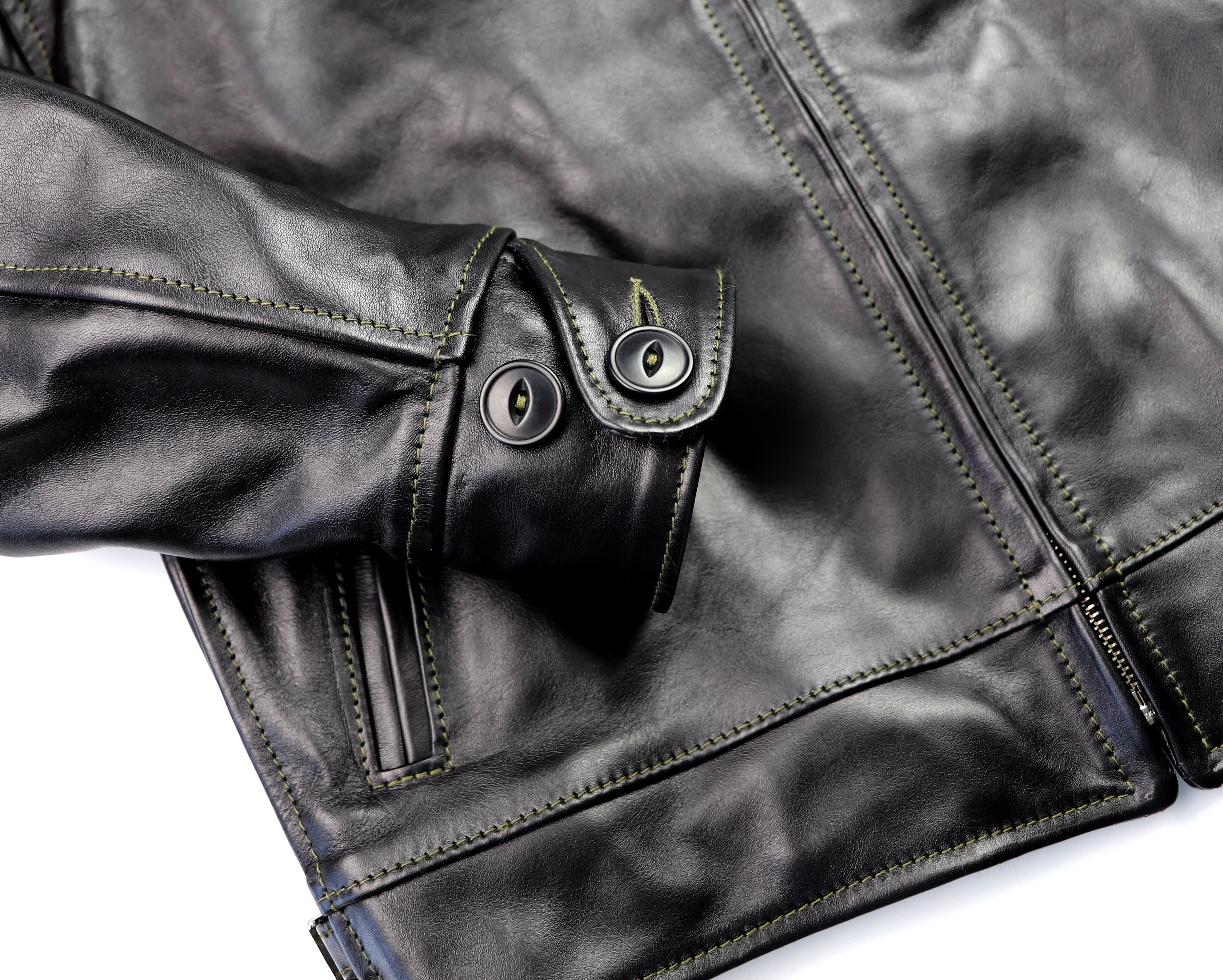 Aero Premier Highwayman Black Vicenza Horsehide BB6H button cuff.jpg