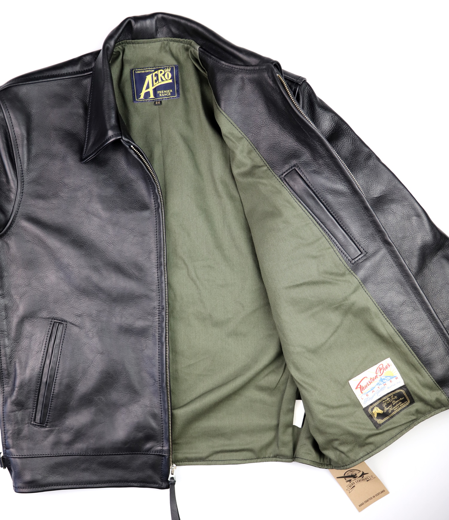 Aero Premier Highwayman Black Vicenza Horsehide DG2 olive cotton drill lining.jpg