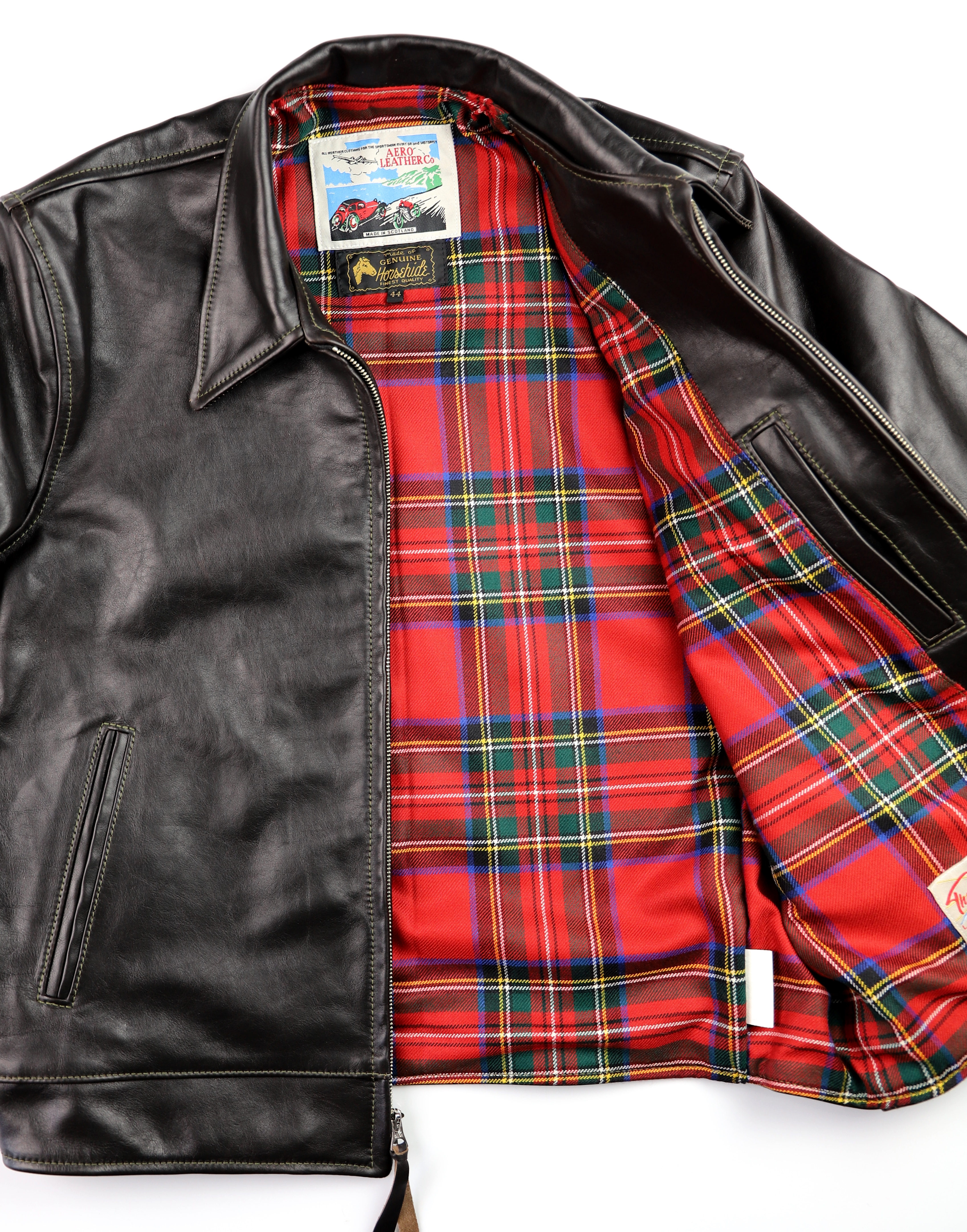 Aero Premier Highwayman Blackened Brown Vicenza 6BW Royal Stewart tartan lining.jpg