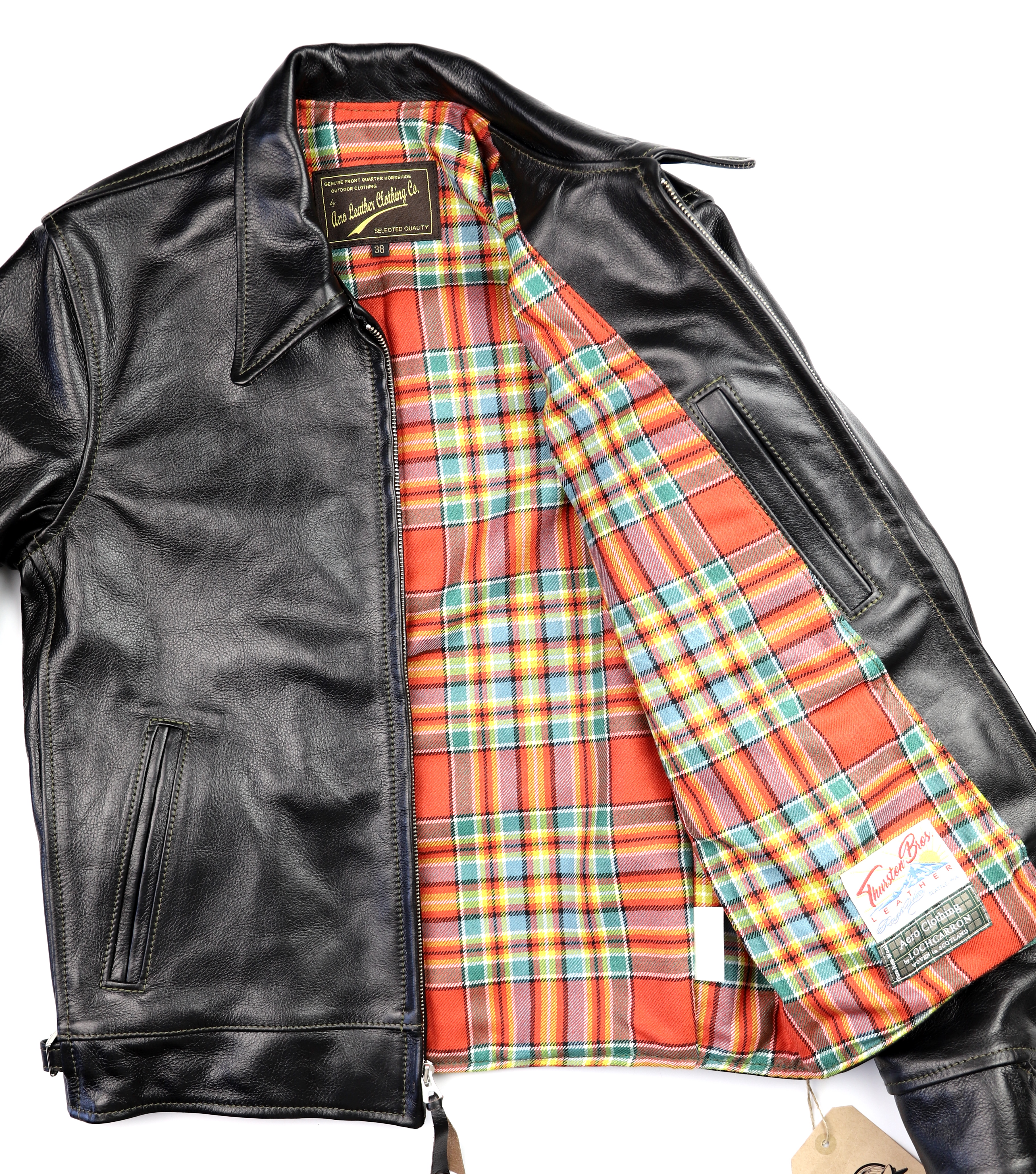 Aero Premier Highwayman Blackened Brown Vicenza LR6 Chattan Ancient tartan lining.jpg