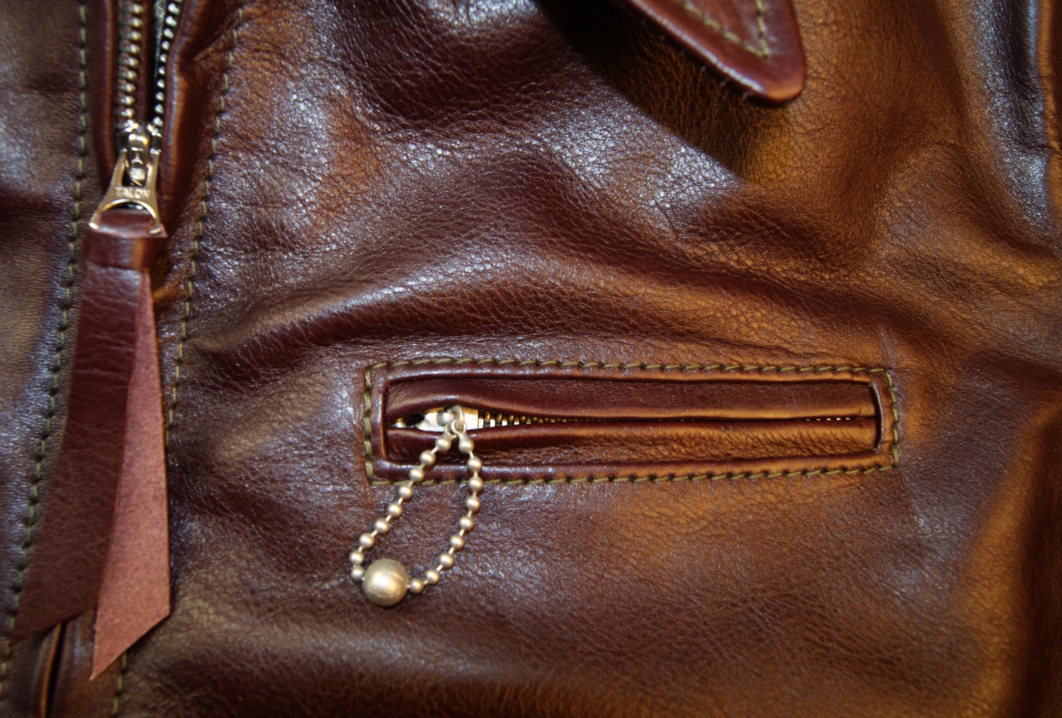 Aero Premier Highwayman Cordovan Vicenza Horsehide chest pocket.jpg