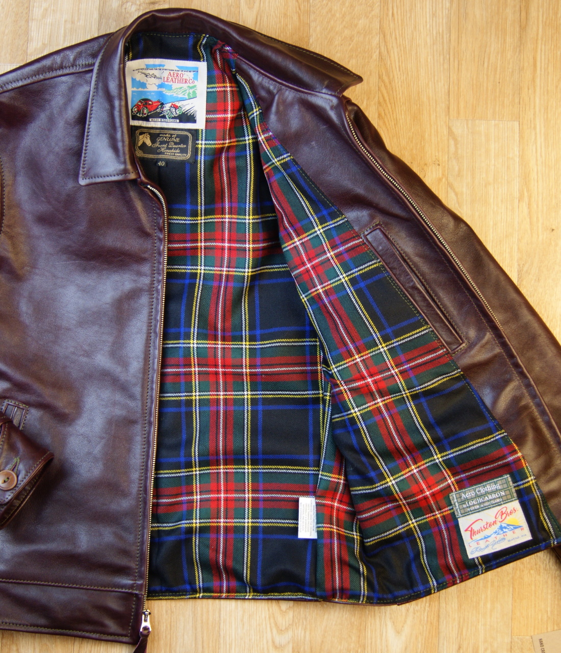 Aero Premier Highwayman Cordovan Vicenza Horsehide CL3 Black Stewart tartan lining.jpg