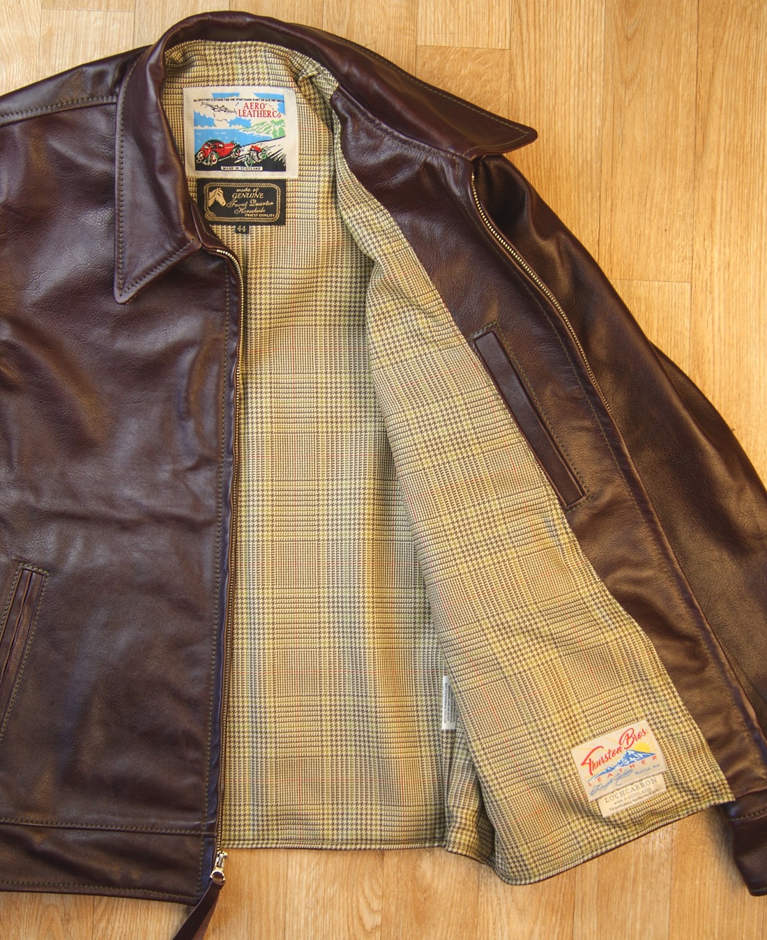 Aero Premier Highwayman Cordovan Vicenza Horsehide Crail Check Tweed lining.jpg