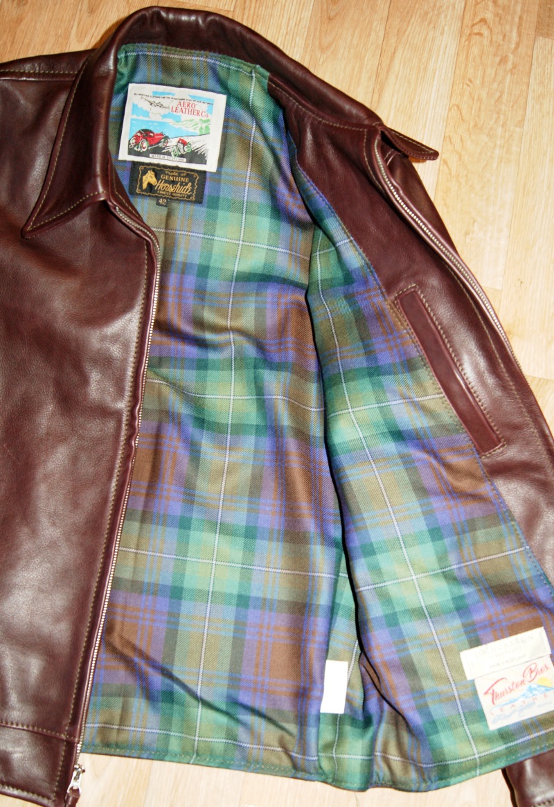 Aero Premier Highwayman Cordovan Vicenza Horsehide size 42 Isle of Sky tartan lining.jpg