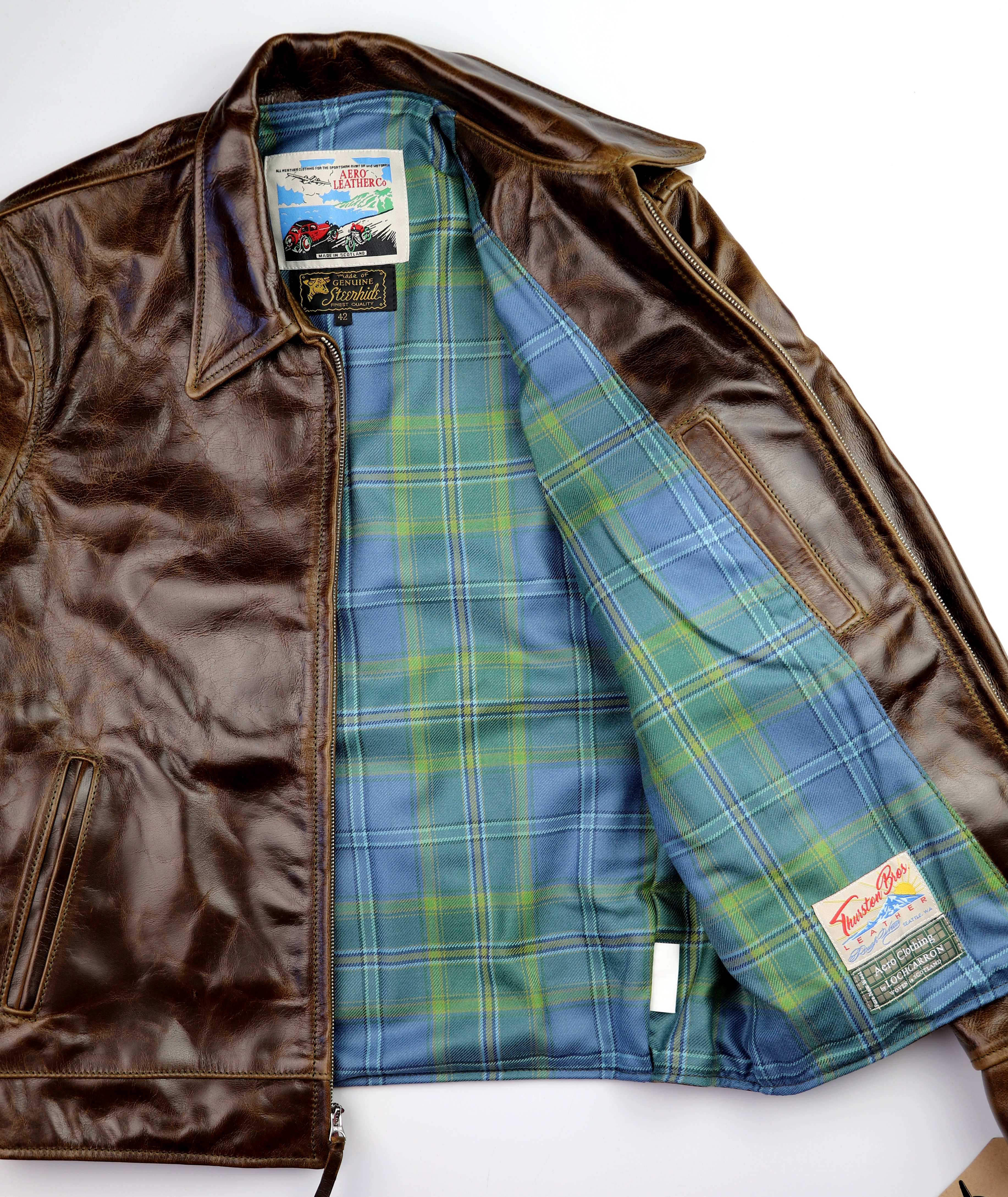 Aero Premier Highwayman Dark Maple Bainbridge TL7 All Ireland Blue Irish tartan lining.jpg