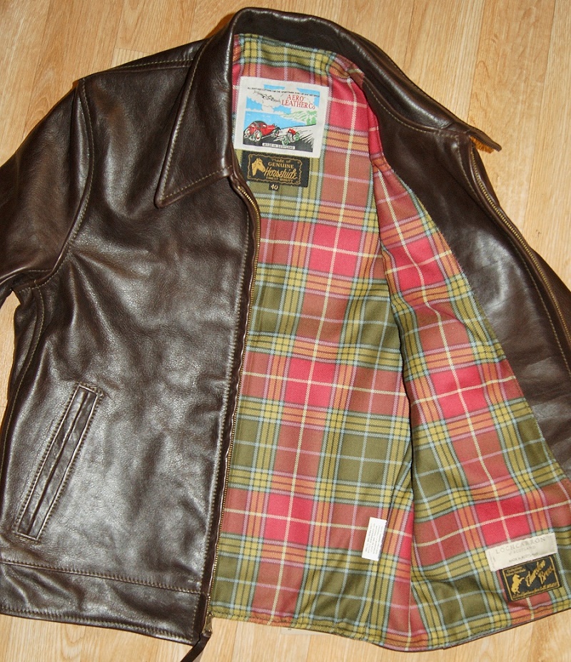 Aero Premier Highwayman Dark Seal Vicenza Horsehide Buchanon Old Weathered tartan wool lining.jpg