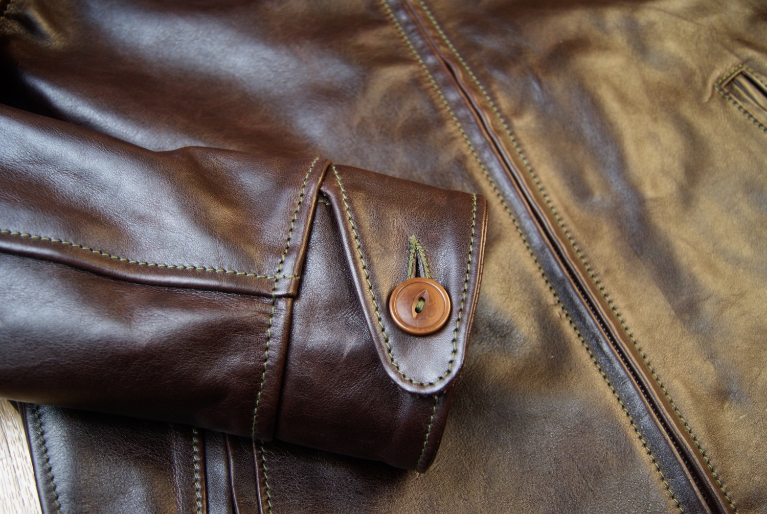 Aero Premier Highwayman Dark Seal Vicenza Horsehide WLE button cuff.jpg