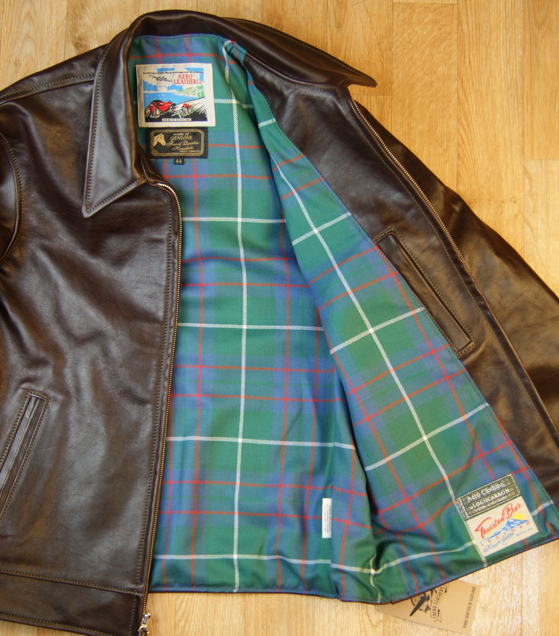 Aero Premier Highwayman Dark Seal Vicenza Horsehide WLE MacIntyre Hunting Ancient tartan lining.jpg