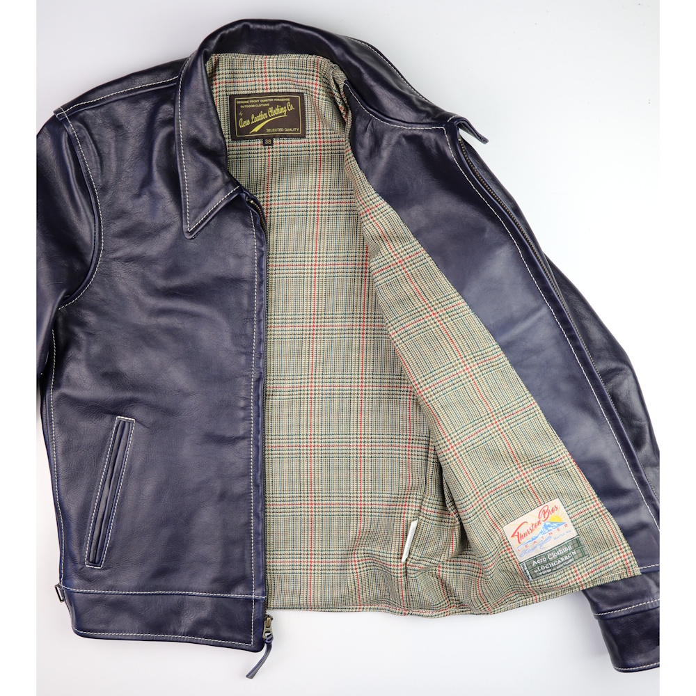 Aero Premier Highwayman Navy Blue Vicenza horsehide Minto Check lining IG square.jpg
