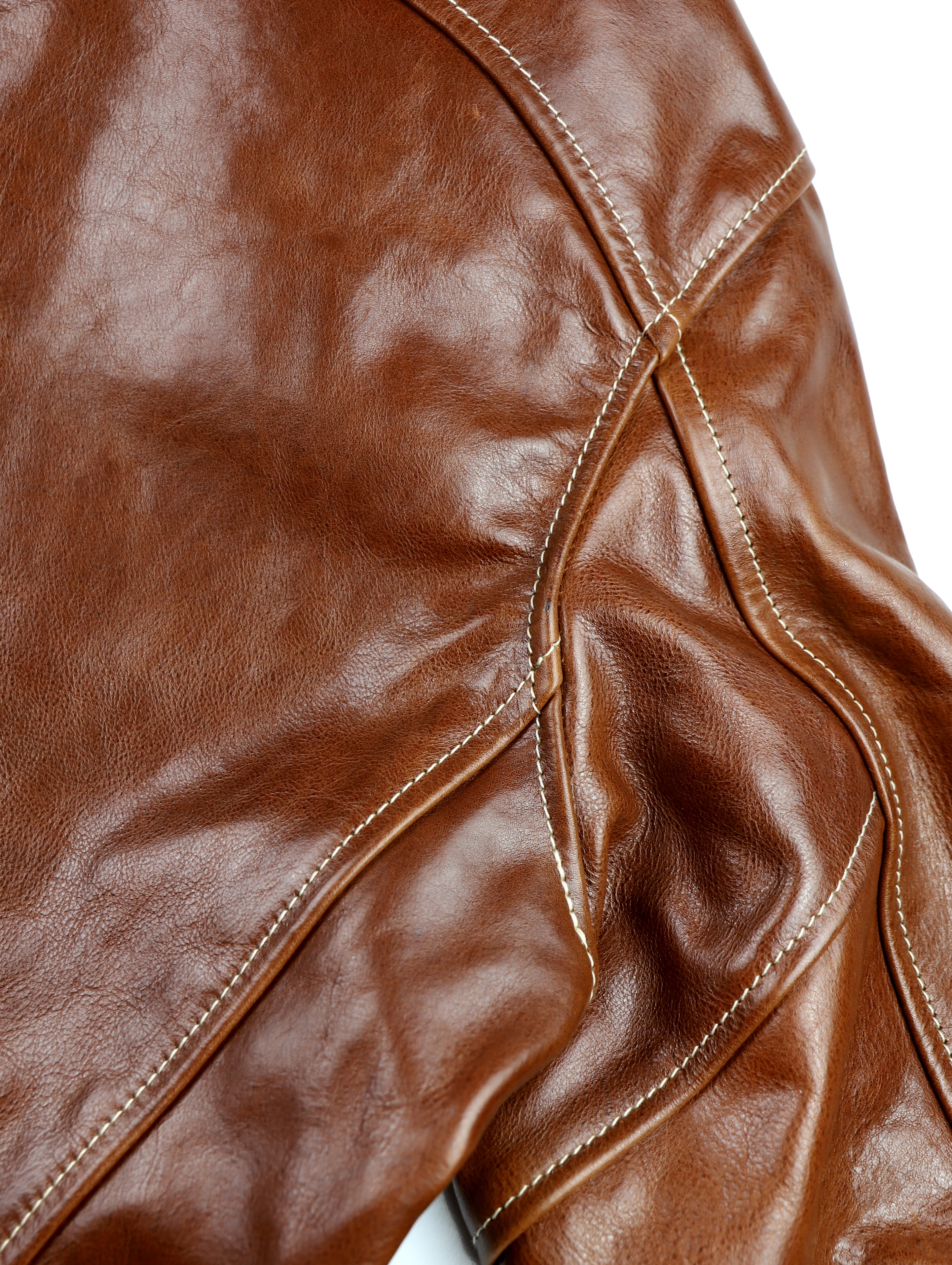 Aero Premier Highwayman Russet Badalassi Cowhide YCZ sleeve seam.jpg