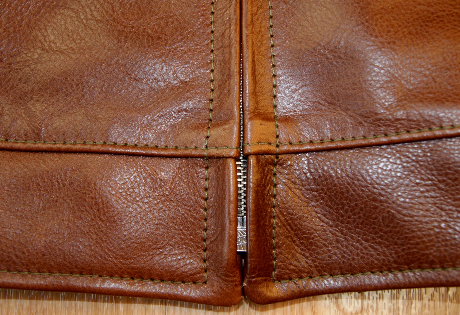 Aero Premier Highwayman Russet Vicenza Horsehide bottom hem.jpg