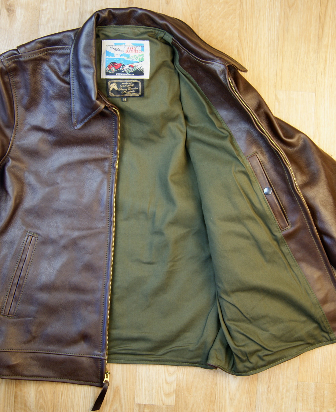 Aero Premier Highwayman Seal Vicenza Horsehide DWM olive cotton drill.jpg