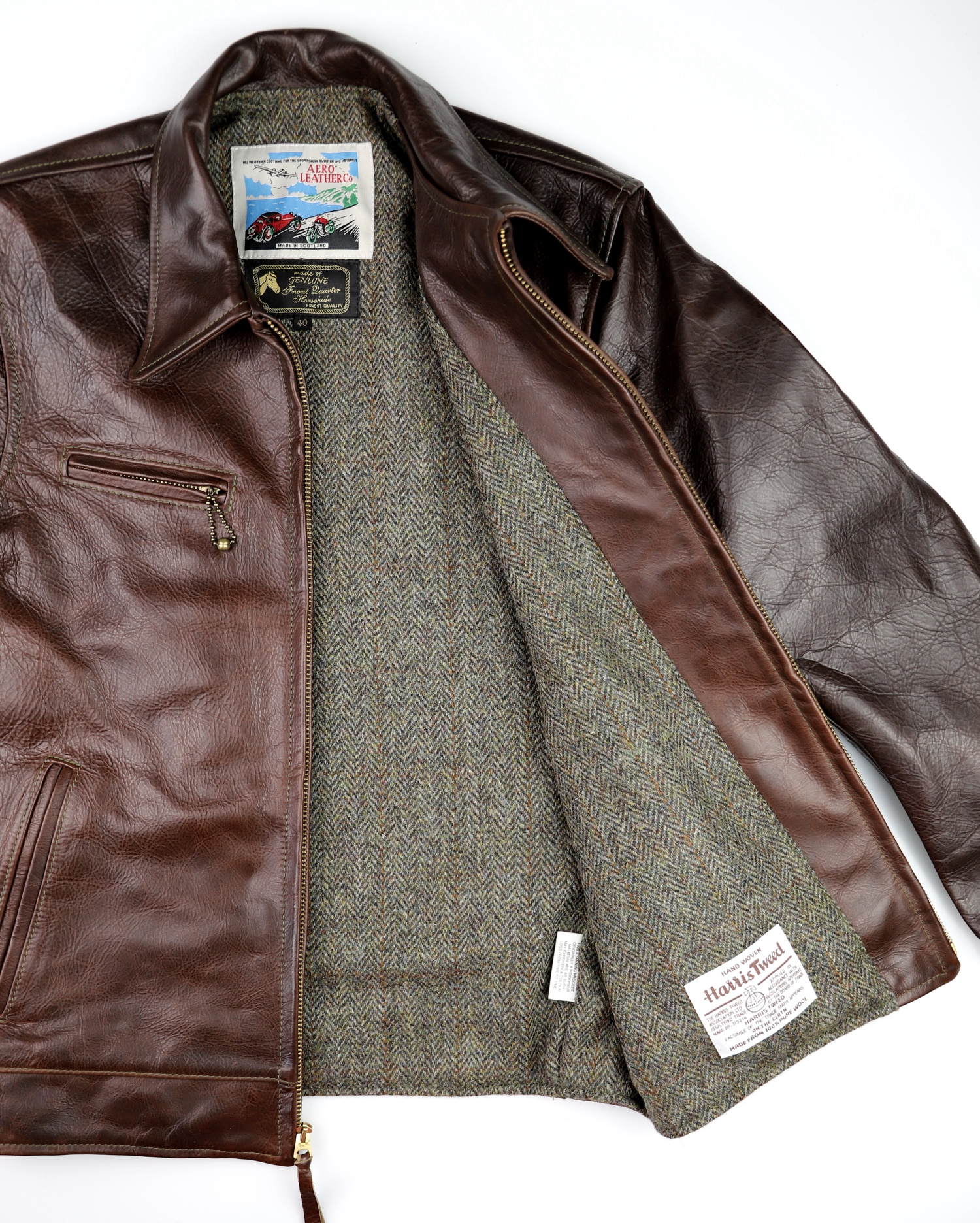 Aero Premier Highwayman Tumbled Brown CXL FQHH AN3 North Sea Herringbone Harris Tweed lining.jpg