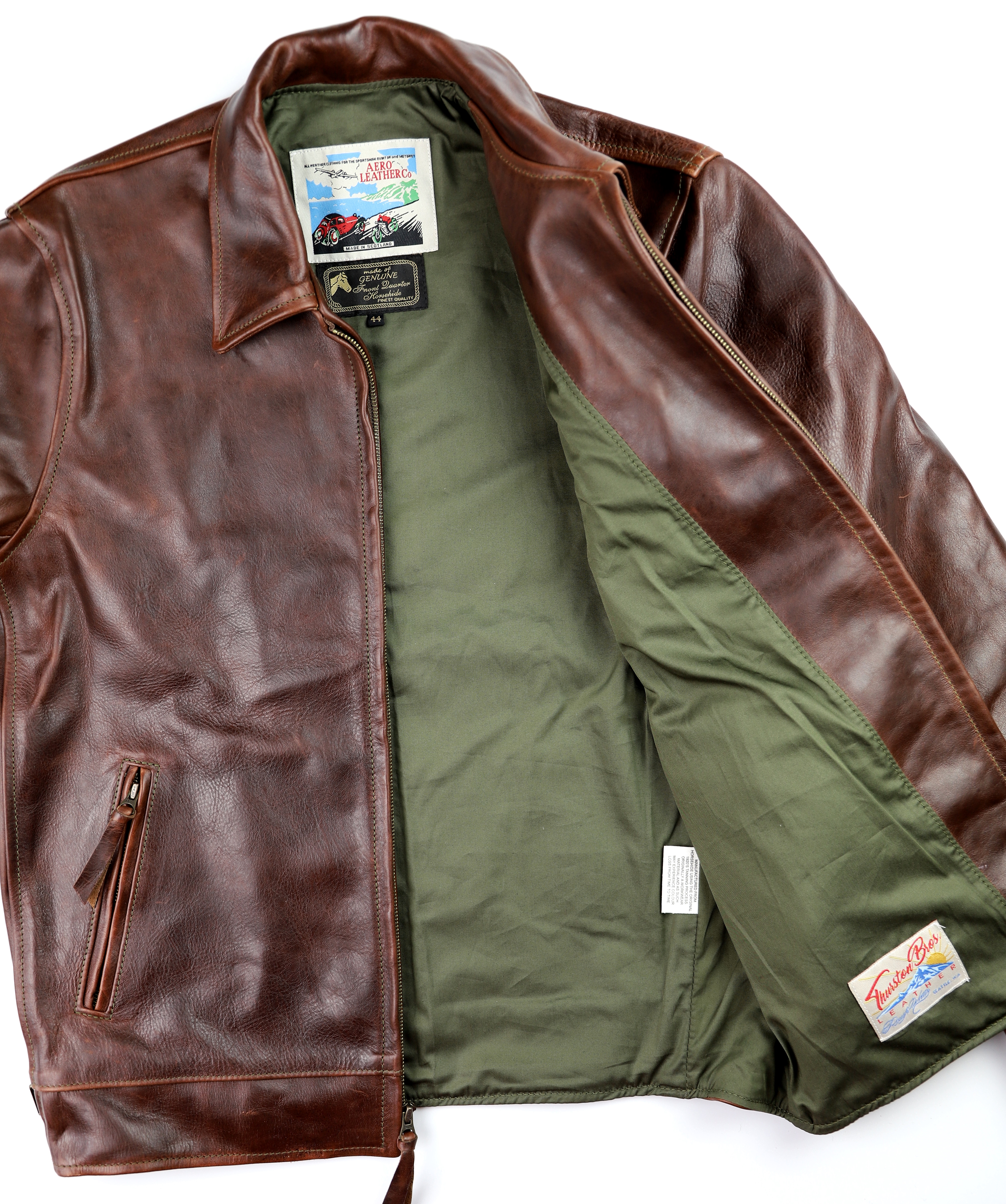 Aero Premier Highwayman Tumbled Brown FQHH NQ8 olive cotton sateen lining.jpg