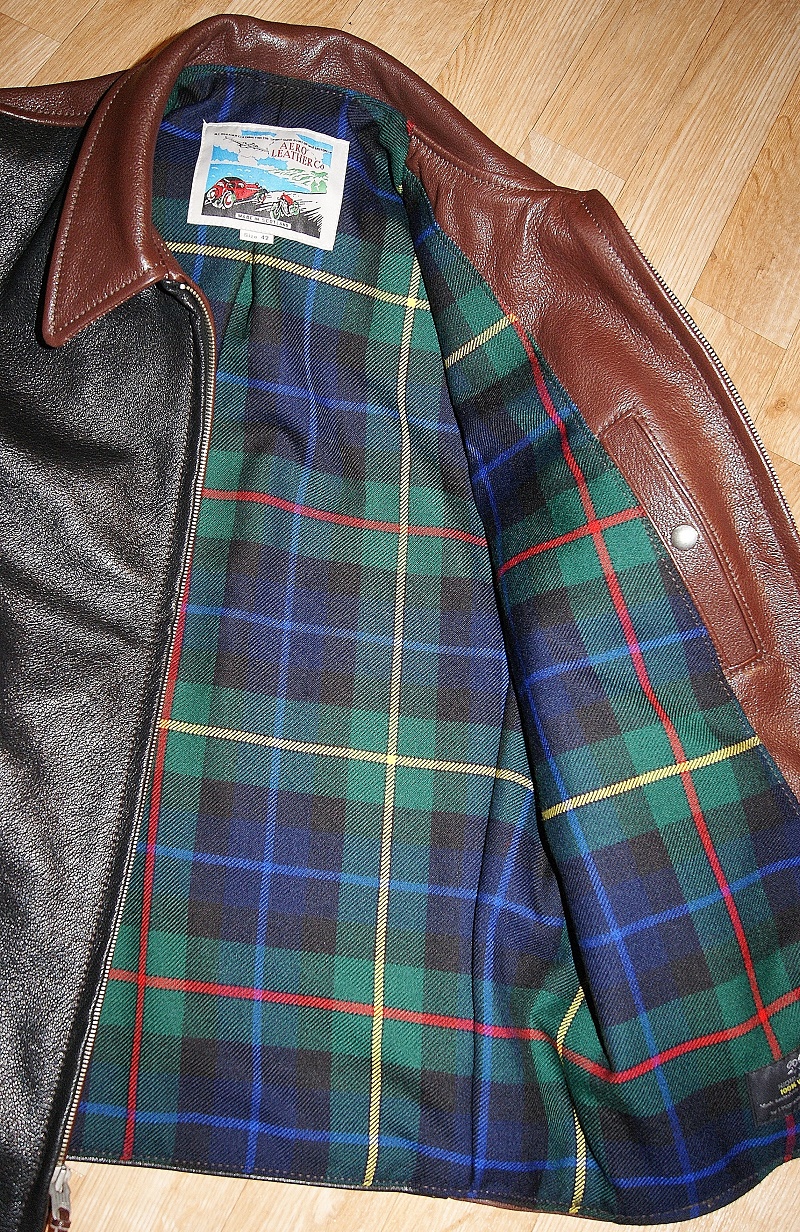 Aero Premier Sunburst Russet Black Goatskin Smith Modern tartan wool lining.jpg