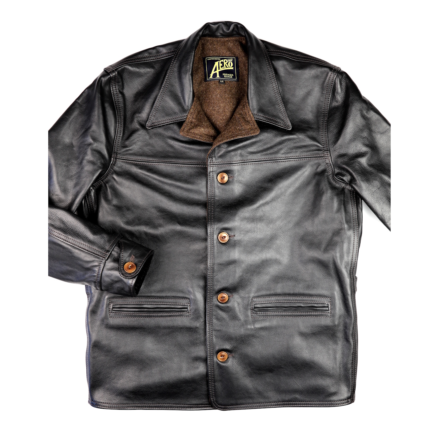 Aero Premier Work Coat Blackened Brown Vicenza front IG square.jpg