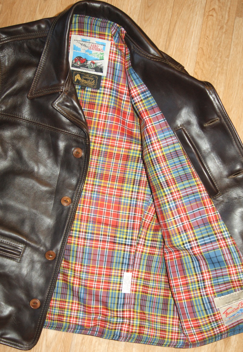 Aero Premier Work Coat Brown CXL FQHH Ogilvie of Airlie tartan lining.jpg